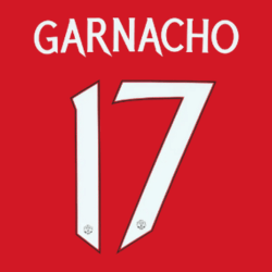 Original 23 / 24 MUFC MANCHESTER UNITED Home Trikot - Flock 26cm - GARNACHO 17 (Champions League Style) - sportiger.de