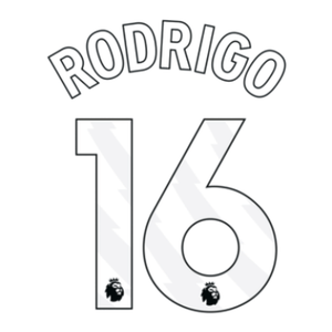 Original 23 / 26 Premier League Trikot - Flock 25cm - RODRIGO 16 - sportiger.de