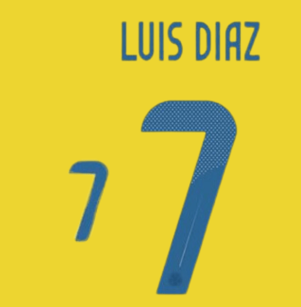 Original 24 / 25 FCF KOLUMBIEN Trikot - Flock 26cm - LUIS DIAZ 7 - sportiger.de