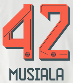 Original 25 / 26 FC BAYERN MÜNCHEN Away Trikot - Flock - MUSIALA 42 - sportiger.de