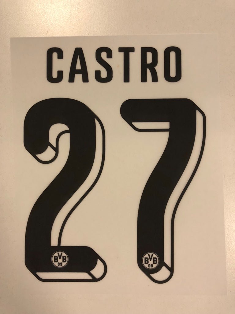 Original BVB Borussia Dortmund Trikot - Flock 16cm - CASTRO 27 - sportiger.de