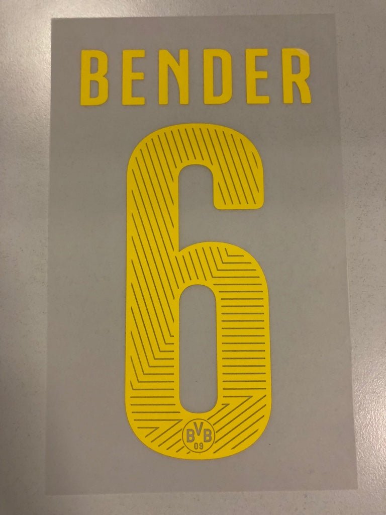 Original BVB Borussia Dortmund Trikot - Flock 17cm - BENDER 6 - sportiger.de
