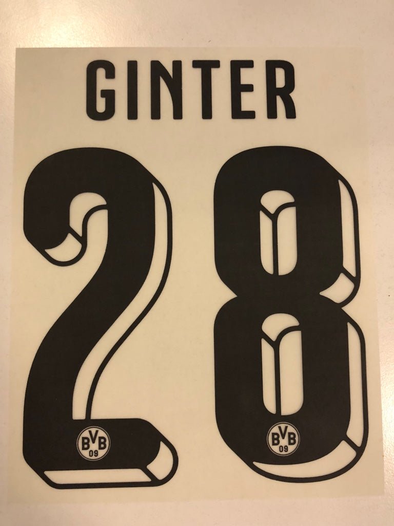 Original BVB Borussia Dortmund Trikot - Flock 18cm - GINTER 28 - sportiger.de