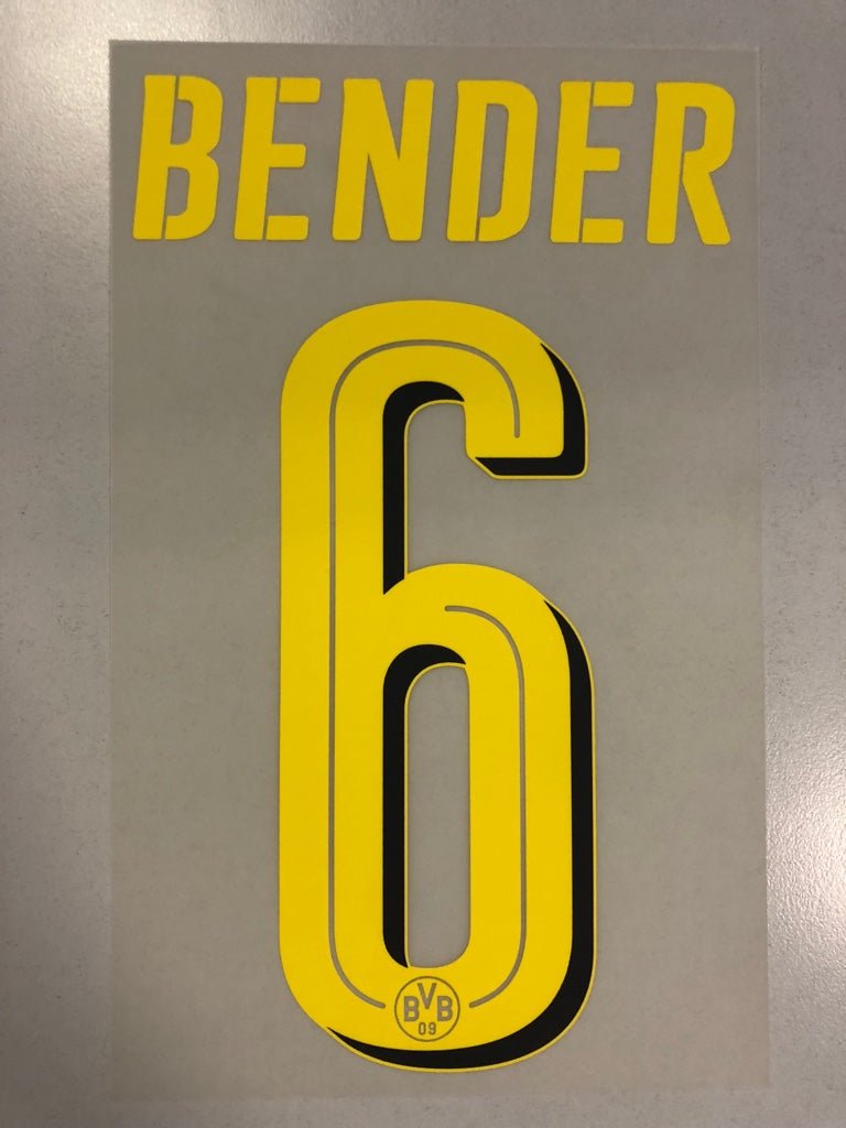 Original BVB Borussia Dortmund Trikot - Flock 20cm - BENDER 6 - sportiger.de
