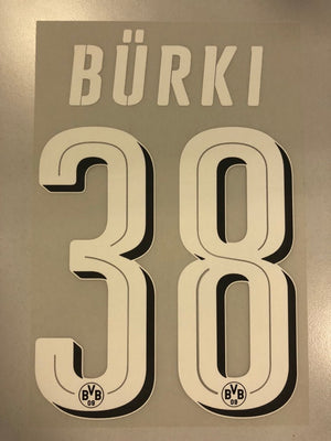 Original BVB Borussia Dortmund Trikot - Flock 20cm - BÜRKI 38 - sportiger.de