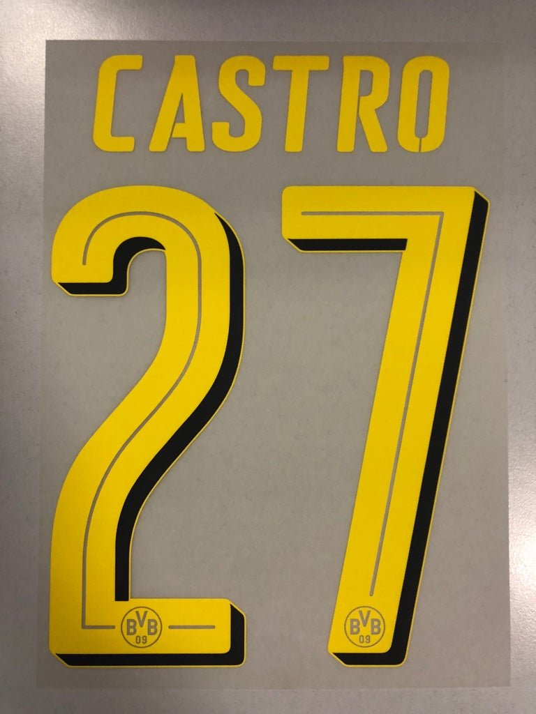 Original BVB Borussia Dortmund Trikot - Flock 20cm - CASTRO 27 - sportiger.de