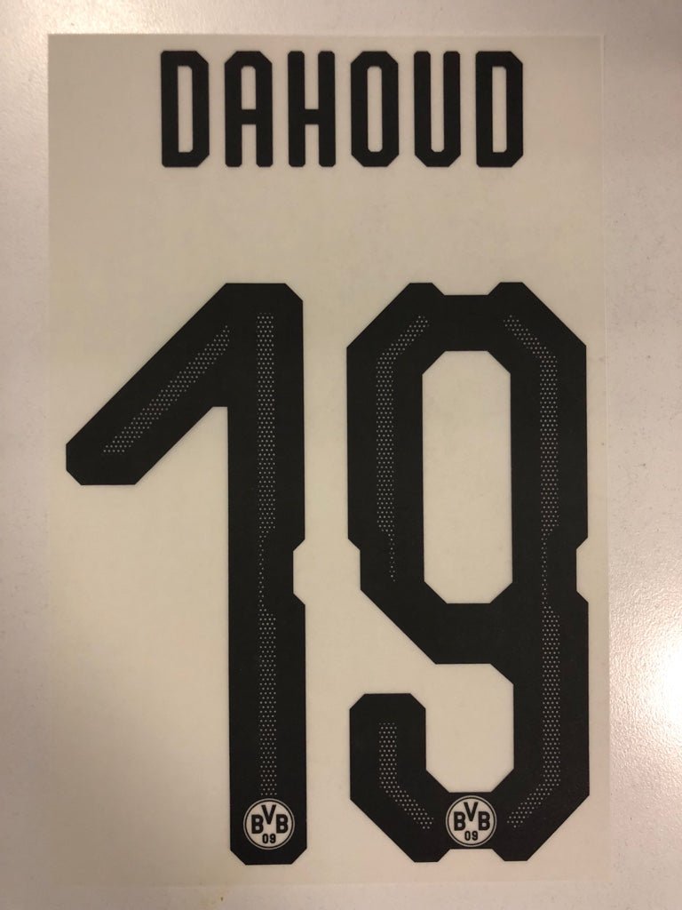 Original BVB Borussia Dortmund Trikot - Flock 20cm - DAHOUD 19 - sportiger.de
