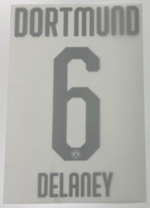 Original BVB Borussia Dortmund Trikot - Flock 20cm - DELANEY 6 - sportiger.de