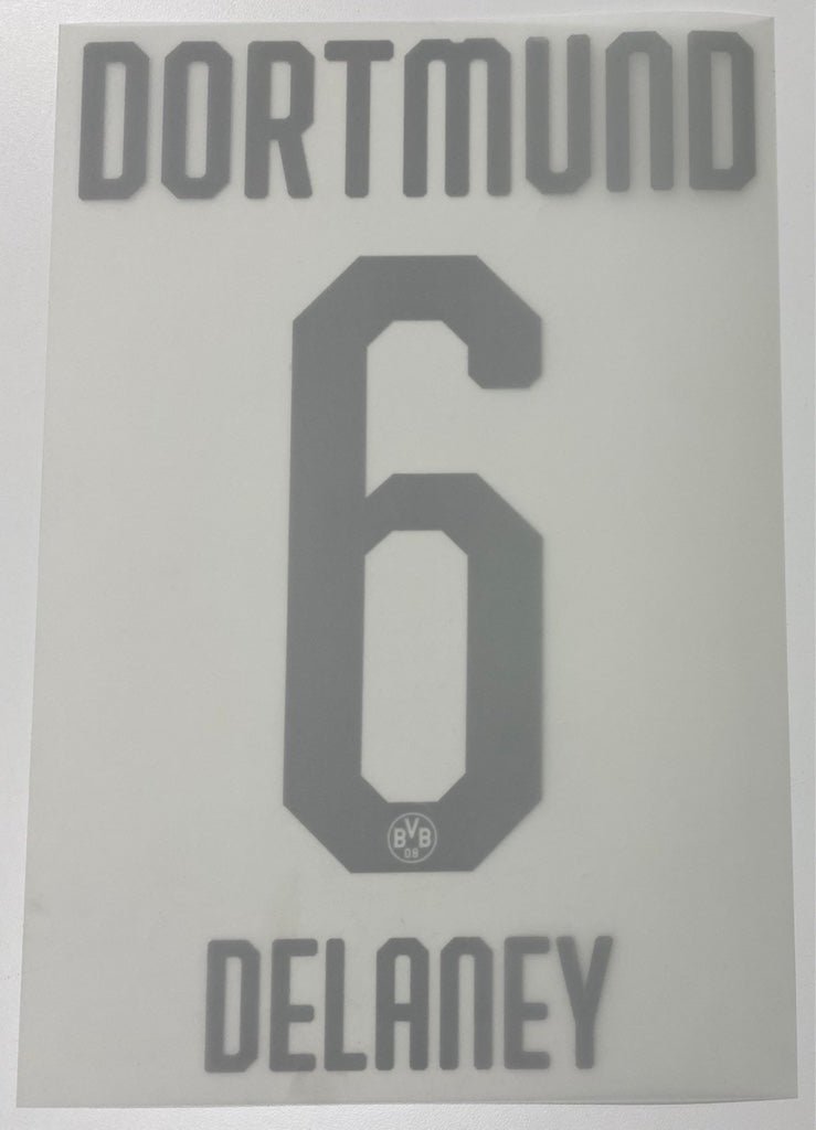 Original BVB Borussia Dortmund Trikot - Flock 20cm - DELANEY 6 - sportiger.de