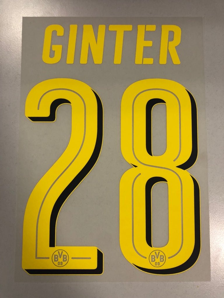 Original BVB Borussia Dortmund Trikot - Flock 20cm - GINTER 28 - sportiger.de