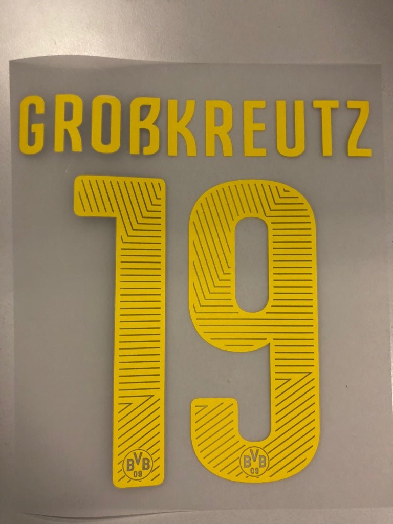 Original BVB Borussia Dortmund Trikot - Flock 20cm - GROßKREUTZ 19 - sportiger.de