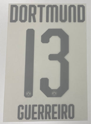 Original BVB Borussia Dortmund Trikot - Flock 20cm - GUERREIRO 13 - sportiger.de