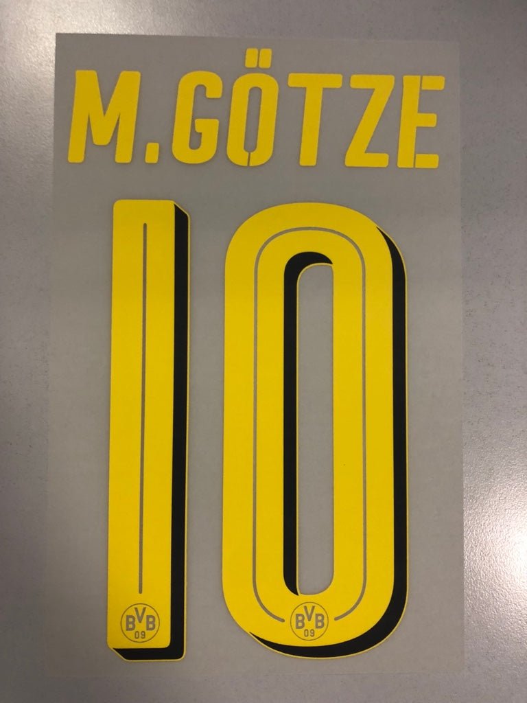 Original BVB Borussia Dortmund Trikot - Flock 20cm - M. GÖTZE 10 - sportiger.de