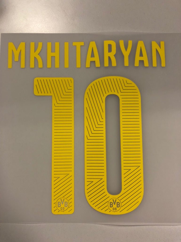 Original BVB Borussia Dortmund Trikot - Flock 20cm - MKHITARYAN 10 - sportiger.de