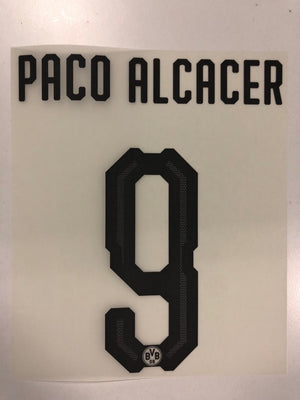 Original BVB Borussia Dortmund Trikot - Flock 20cm - PACO ALCACER 9 - sportiger.de