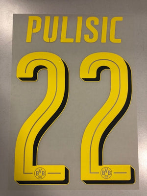 Original BVB Borussia Dortmund Trikot - Flock 20cm - PULISIC 22 - sportiger.de