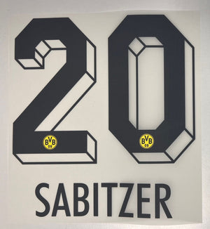 Original BVB Borussia Dortmund Trikot - Flock 20cm - SABITZER 20 - sportiger.de