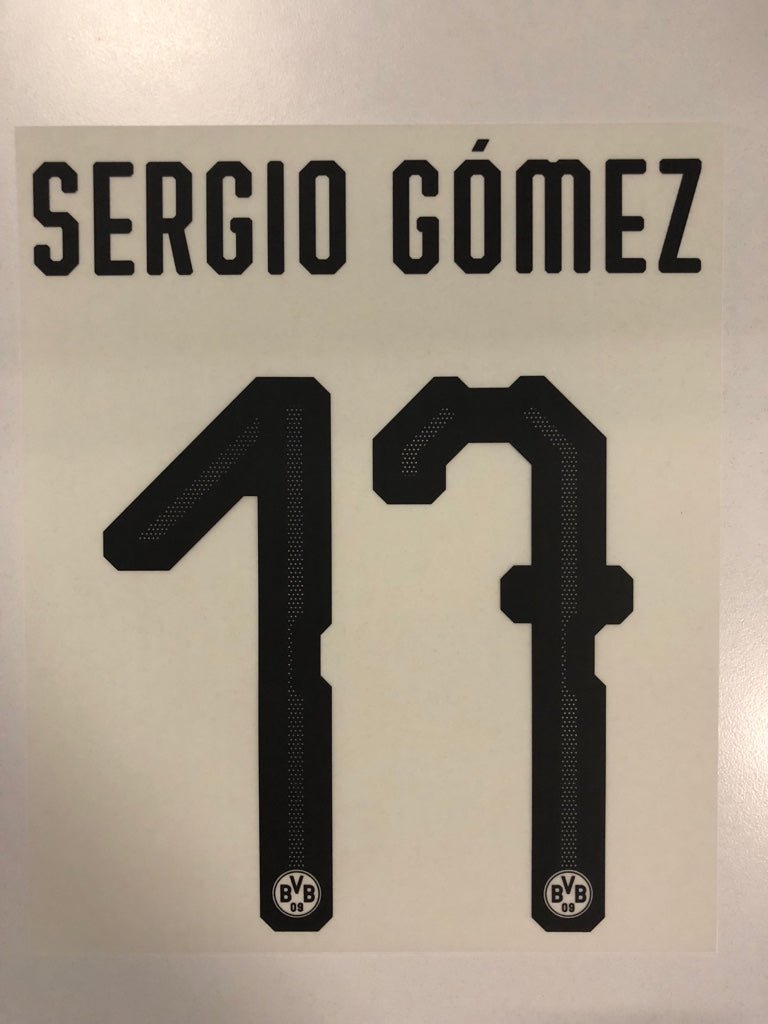 Original BVB Borussia Dortmund Trikot - Flock 20cm - SERGIO GÓMEZ 17 - sportiger.de