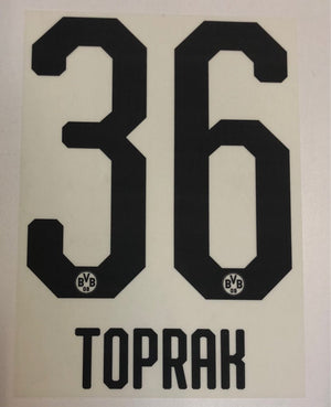 Original BVB Borussia Dortmund Trikot - Flock 20cm - TOPRAK 36 - sportiger.de