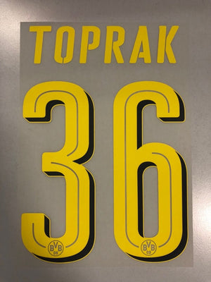 Original BVB Borussia Dortmund Trikot - Flock 20cm - TOPRAK 36 - sportiger.de