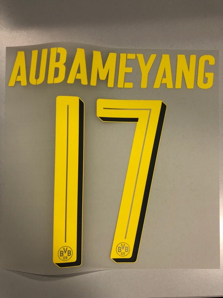 Original BVB Borussia Dortmund Trikot - Flock 25cm - AUBAMEYANG 17 - sportiger.de