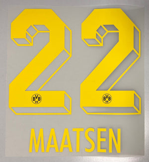 Original BVB Borussia Dortmund Trikot - Flock 26cm - MAATSEN 22 - sportiger.de