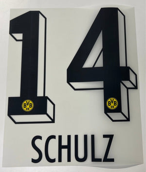 Original BVB Borussia Dortmund Trikot - Flock 26cm - SCHULZ 14 - sportiger.de