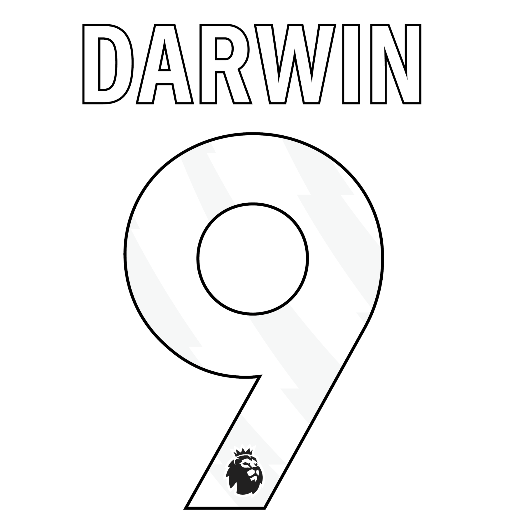 Original Premier League Trikot - Flock 25cm - DARWIN 9 - sportiger.de