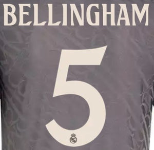 Original Real Madrid 3rd Trikot - Flock 26cm - BELLINGHAM 5 - sportiger.de