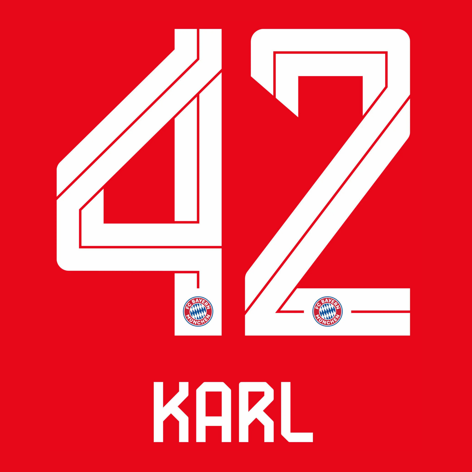 Original 25 / 26 FCB FC BAYERN MÜNCHEN Home Trikot-Flock - KARL 42
