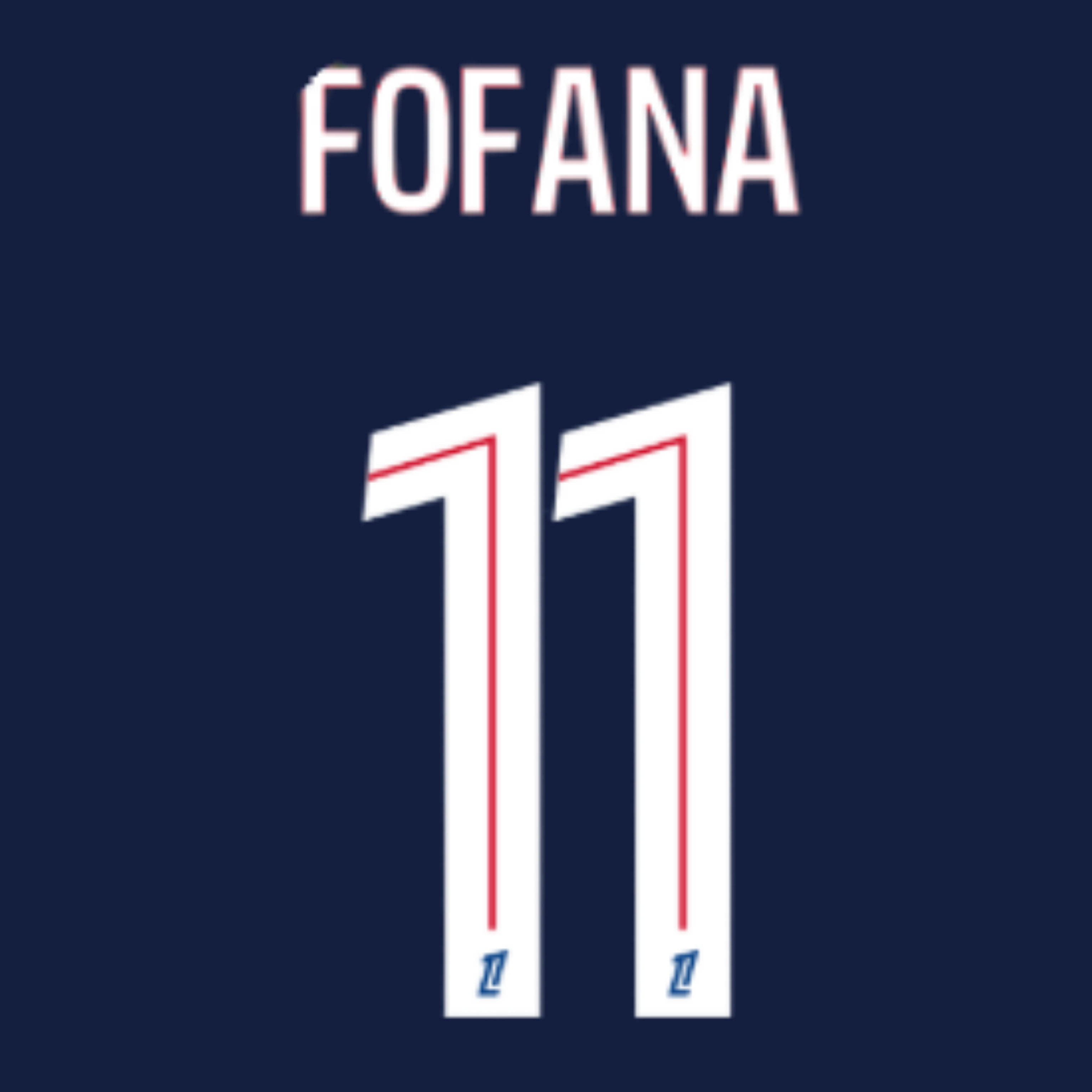 Original 25 / 26 OL OLYMPIQUE LYON Away Trikot-Flock 20cm - FOFANA 11