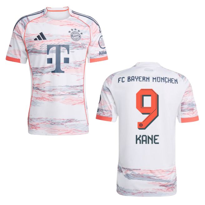 Camiseta de visitante del FCB FC BAYERN MÚNICH para niños 25/26 - KANE 9