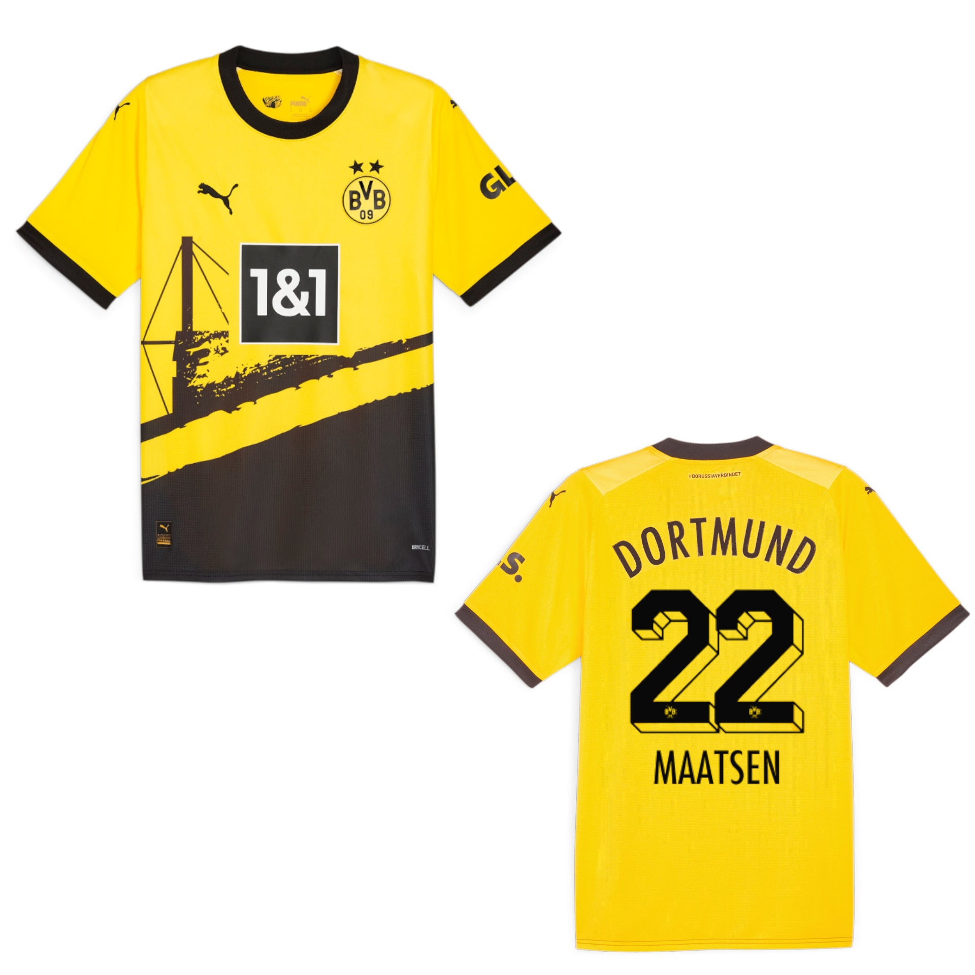 puma BVB BORUSSIA DORTMUND Trikot Home Herren 23 / 24 - MAATSEN 22