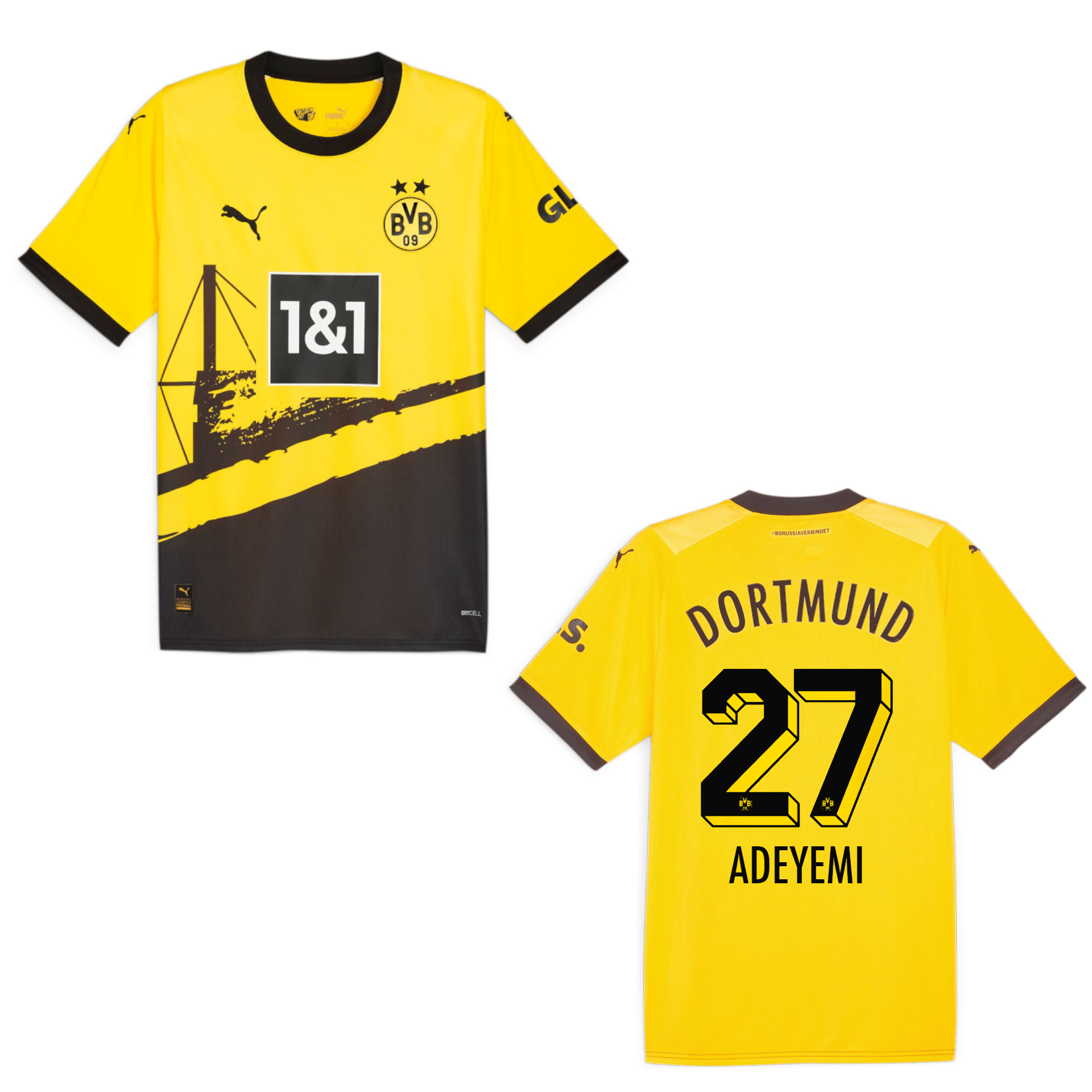 puma BVB BORUSSIA DORTMUND Trikot Home Authentic Herren 23 / 24 - ADEYEMI 27