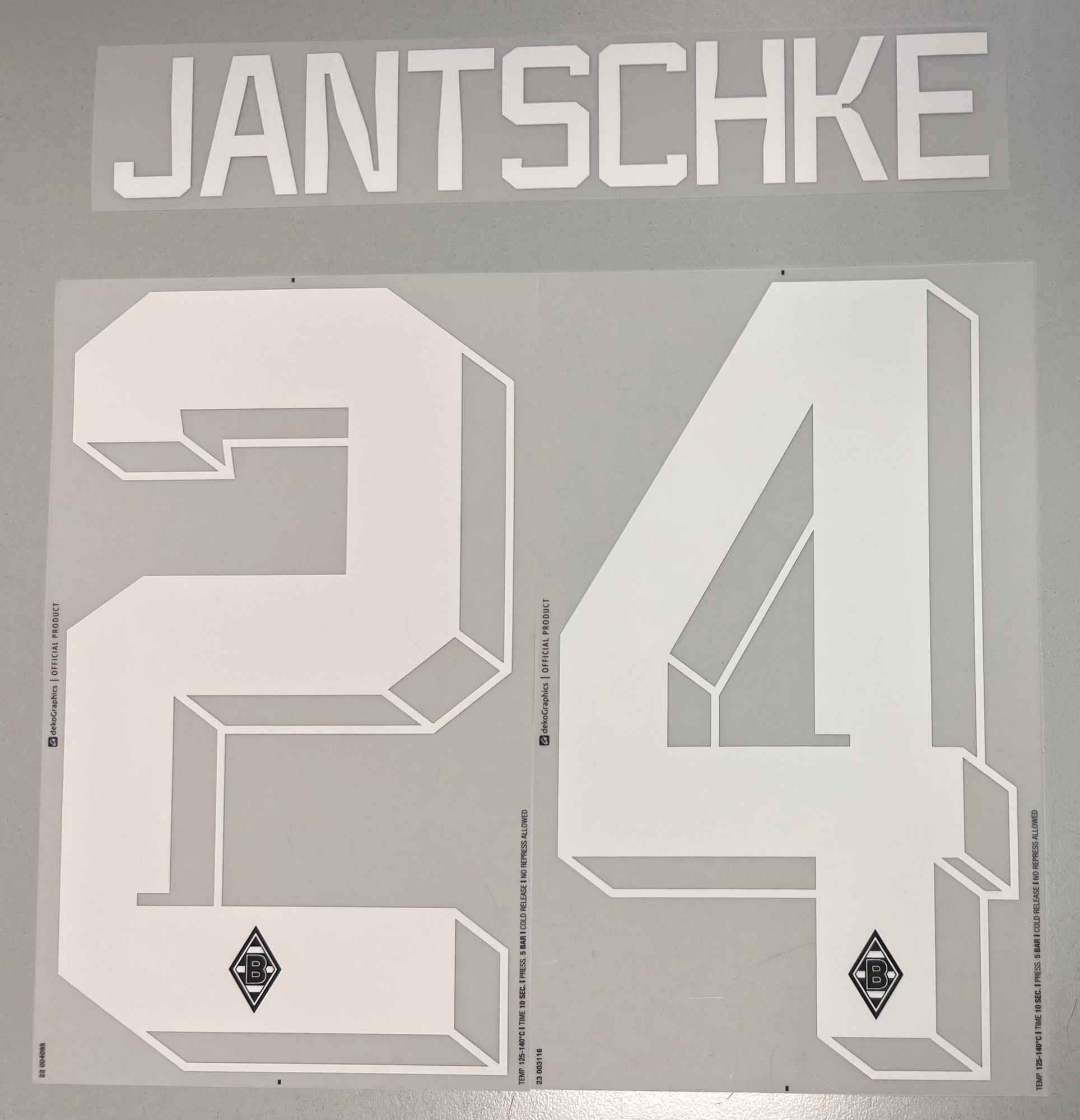 Original Borussia Mönchengladbach Trikot-Flock 21cm - JANTSCHKE 24