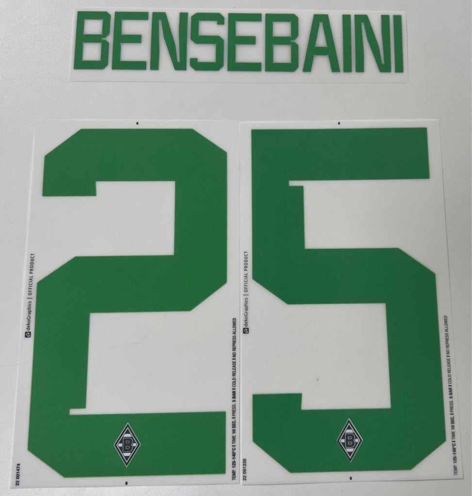 Original Borussia Mönchengladbach 3rd Trikot-Flock 21cm - BENSEBAINI 25