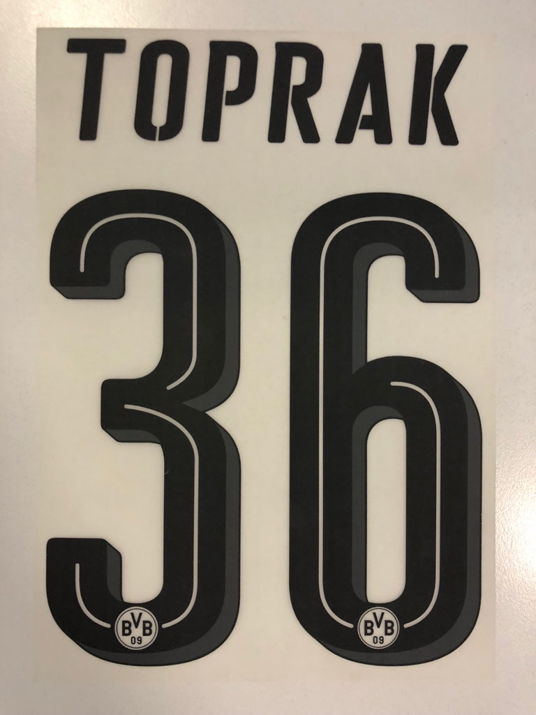 Original BVB Borussia Dortmund Trikot-Flock 20cm - TOPRAK 36