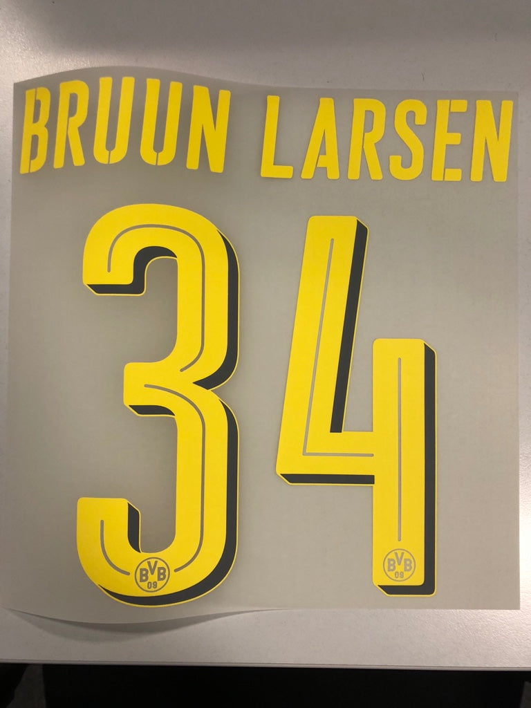 Original BVB Borussia Dortmund Trikot-Flock 20cm - BRUUN LARSEN 34