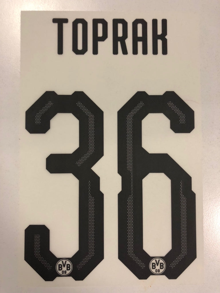 Original BVB Borussia Dortmund Trikot-Flock 20cm - TOPRAK 36