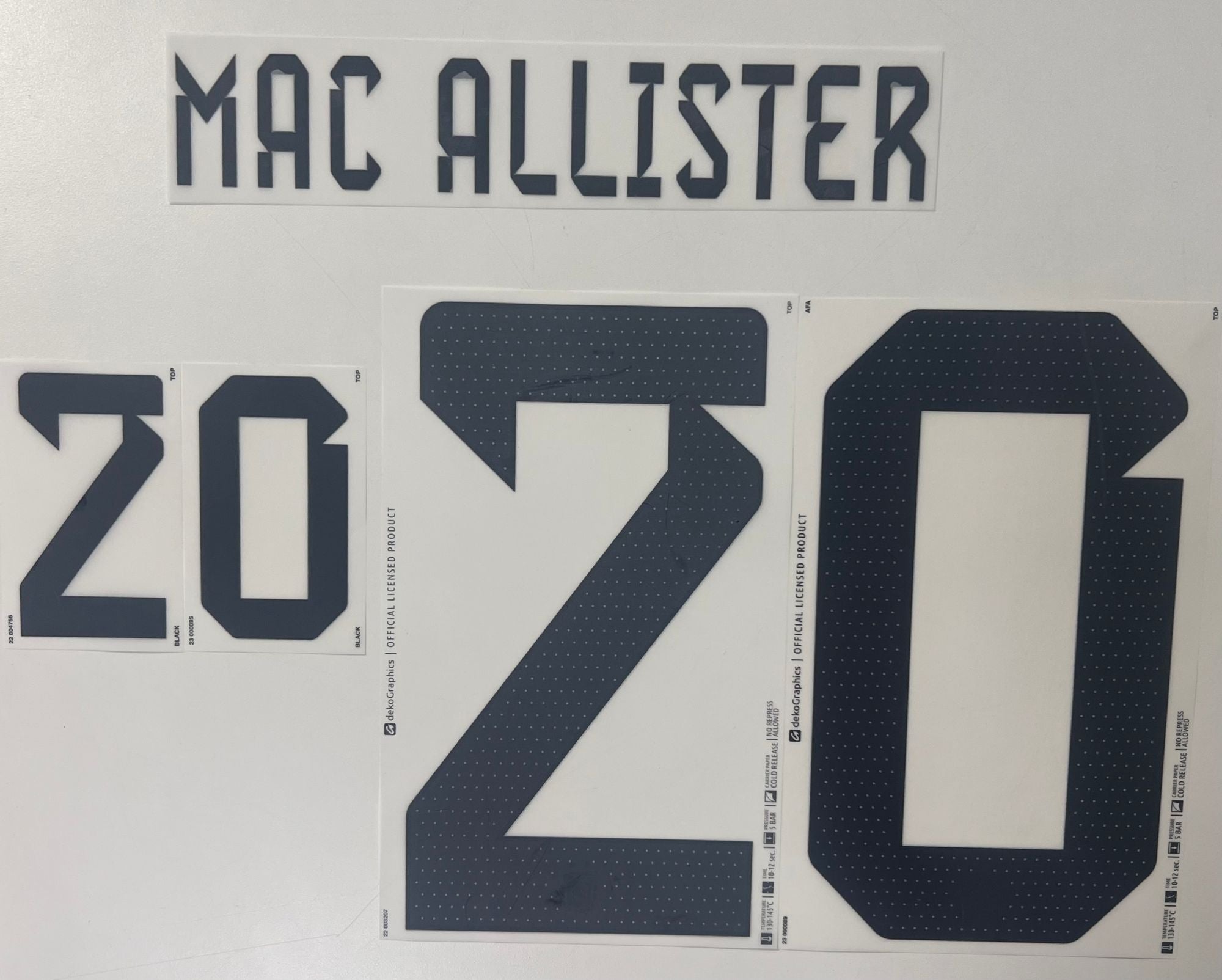 Original Trikot-Flock ARGENTINIEN WM 2022 26cm - MAC ALLISTER 20