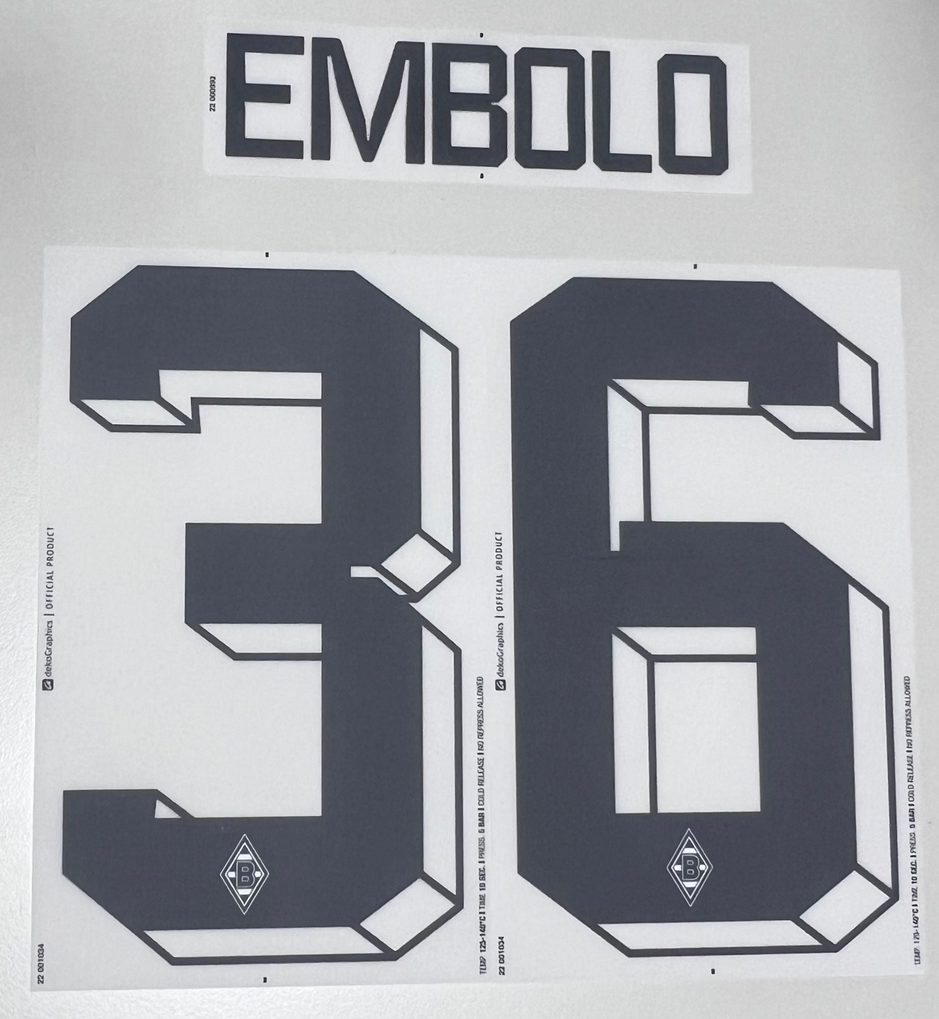 Original Borussia Mönchengladbach Home Trikot-Flock 21cm - EMBOLO 36