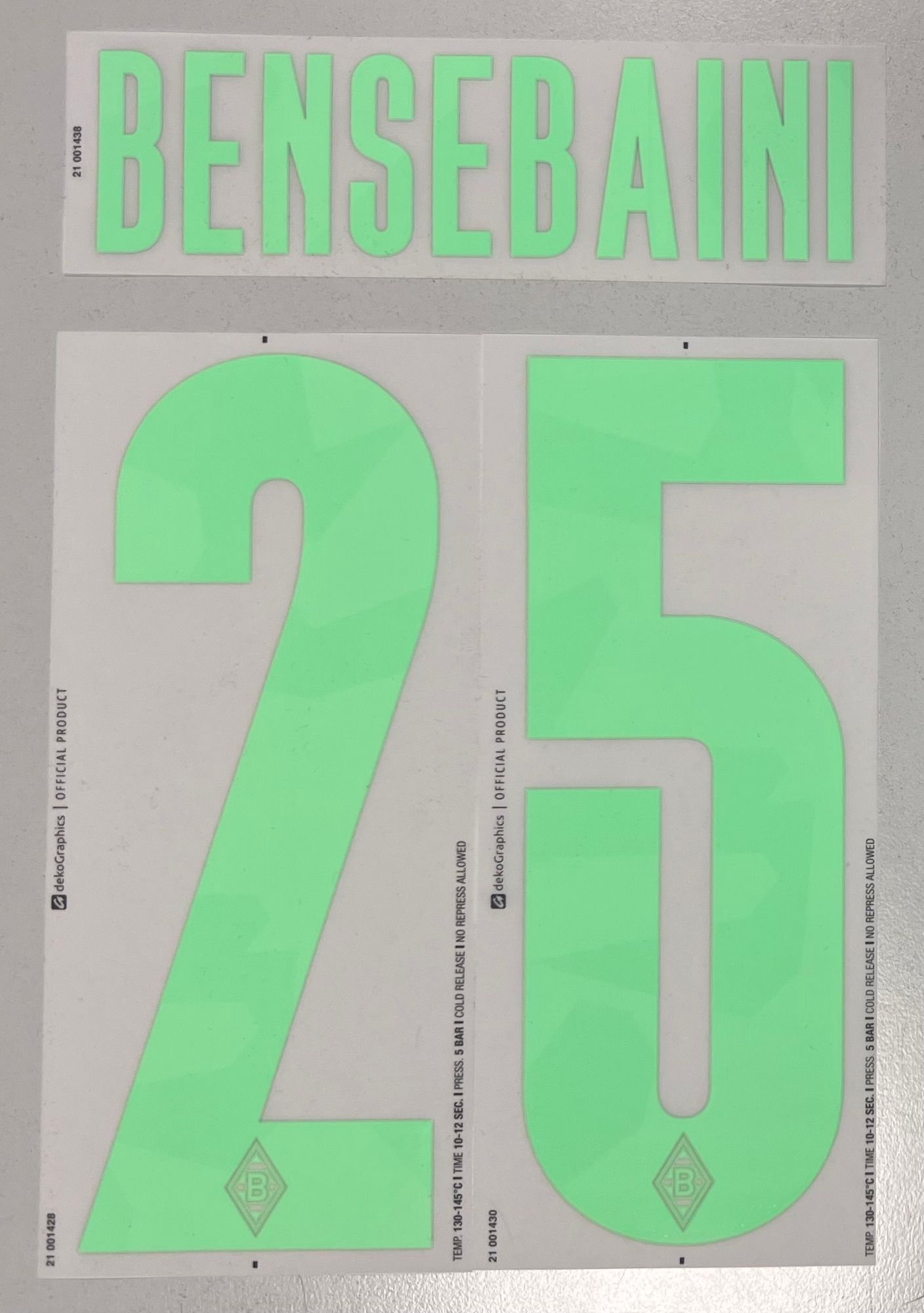 Original Borussia Mönchengladbach Trikot-Flock 20cm - BENSEBAINI 25