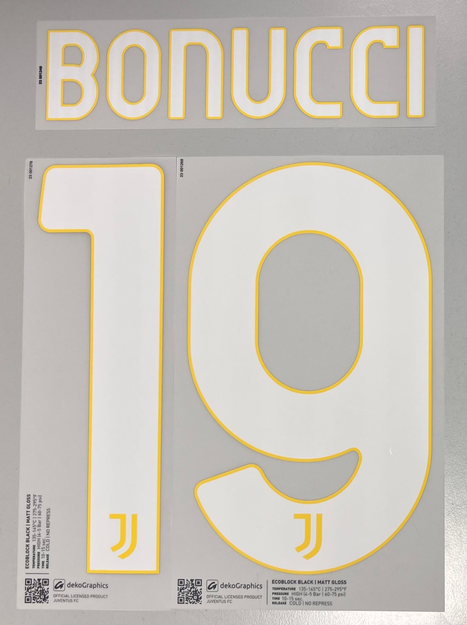 Original Juventus Turin Trikot-Flock 20cm - BONUCCI 19