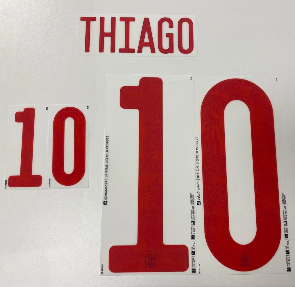 Original Trikot-Flock Spanien 26cm - THIAGO 10