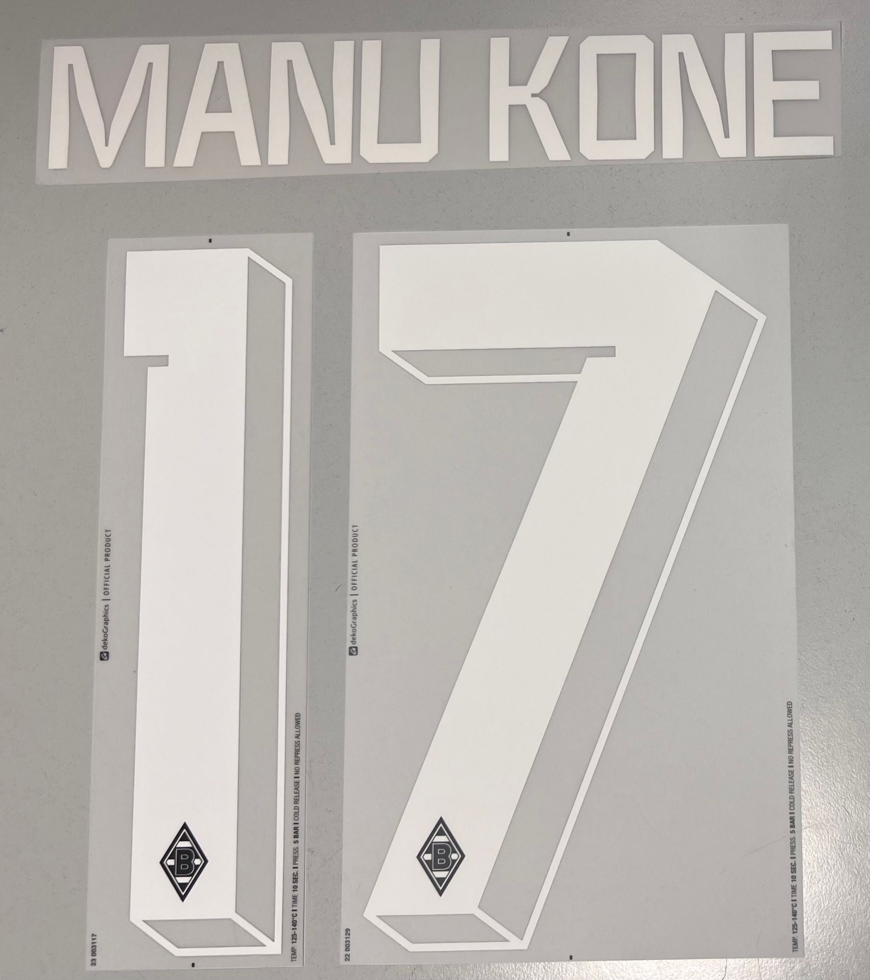 Original Borussia Mönchengladbach Trikot-Flock 21cm - MANU KONE 17