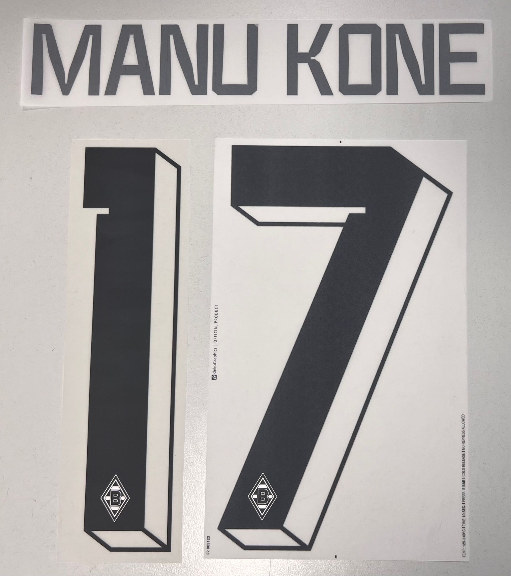 Original Borussia Mönchengladbach Home Trikot-Flock 21cm - MANU KONE 17