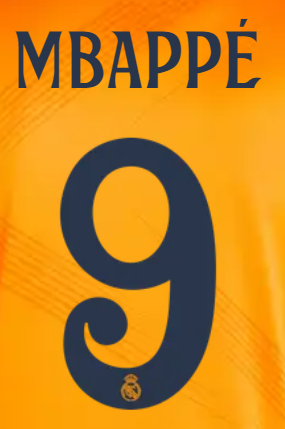 Original Real Madrid Away Trikot-Flock 26cm - MBAPPÉ 9