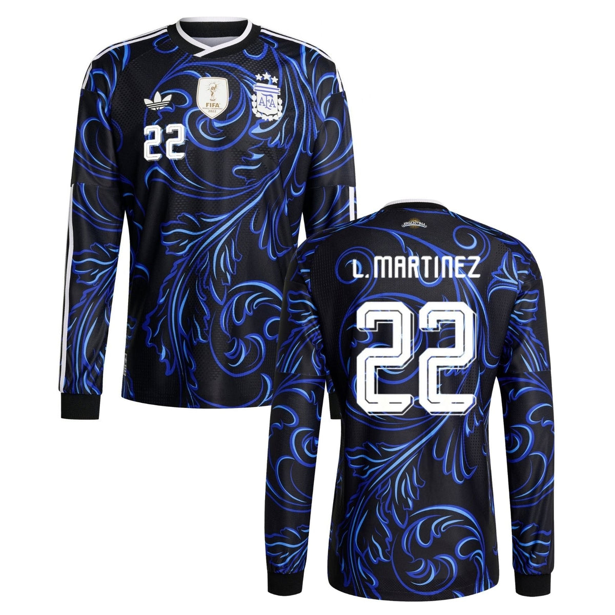 AFA ARGENTINA AUTHENTIC Camiseta de visitante hombres manga larga Mundial 2026 - L. MARTINEZ 22 - sportiger.de