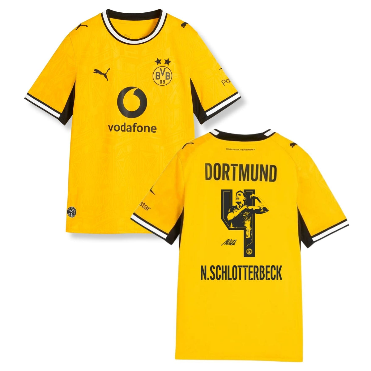 BVB BORUSSIA DORTMUND Trikot Home Herren 26 / 27 - N. SCHLOTTERBECK 4 (Sonderflock) - sportiger.de