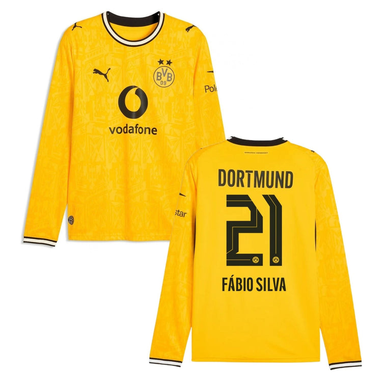 BVB BORUSSIA DORTMUND Trikot Home Herren langarm 26 / 27 - FÁBIO SILVA 21 - sportiger.de